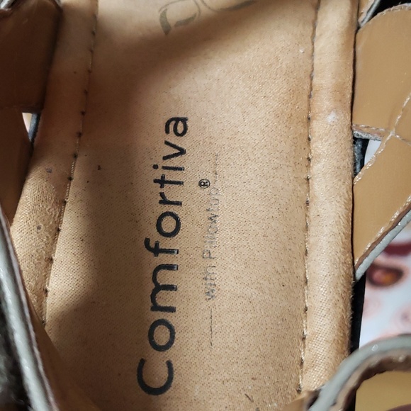 Comfortiva Kalista Anthracite strappy Sandal SZ.8.5 Gold Metallic Leather EUC - Picture 7 of 10